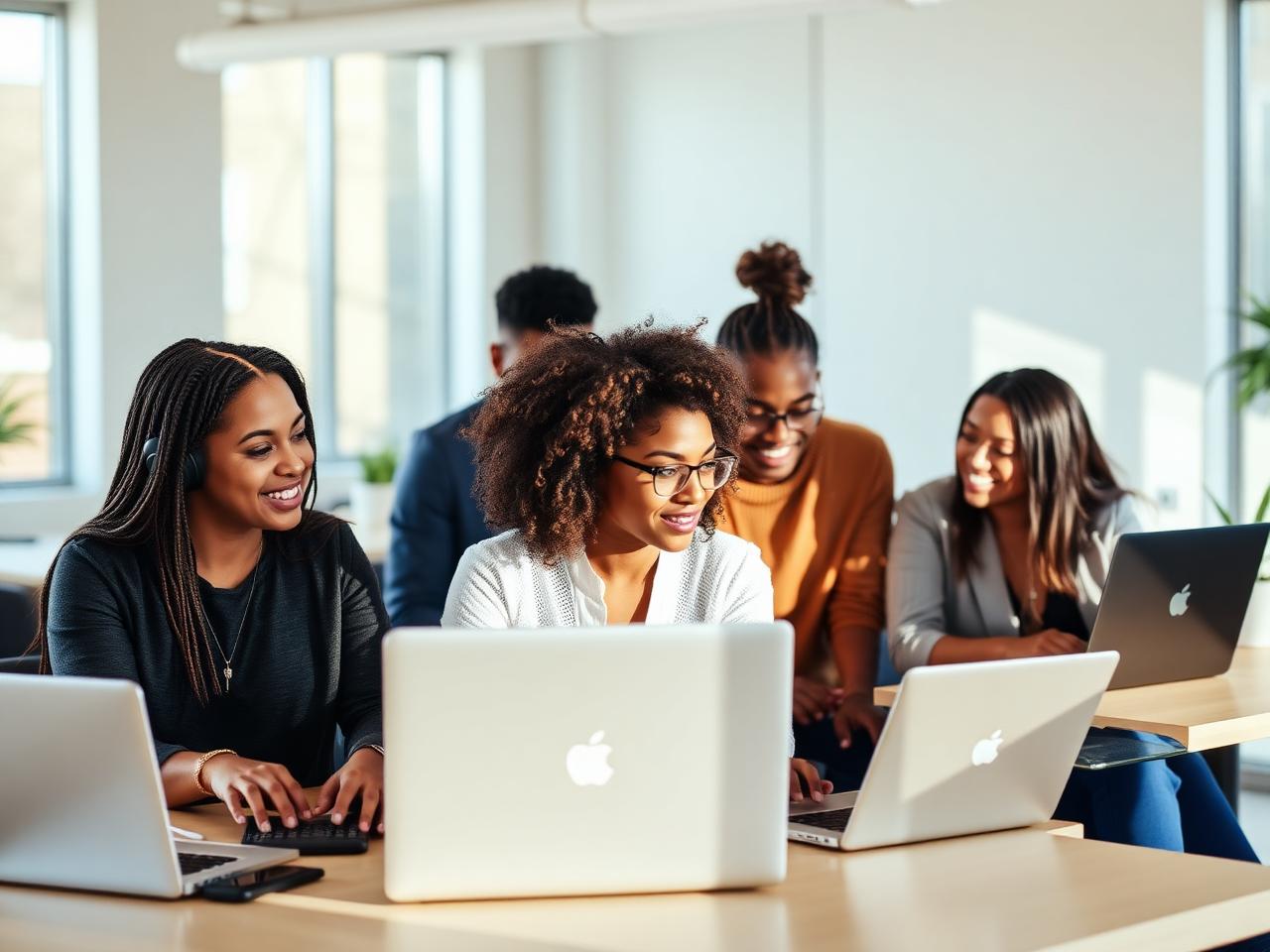 Recruiting team collaborating in a bright modern office